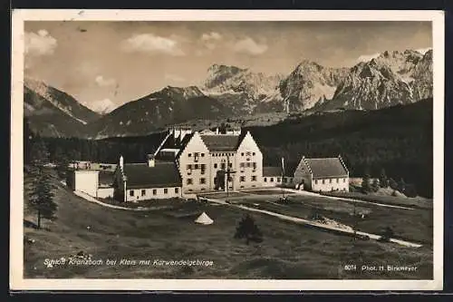 AK Kranzbach bei Klais, Das Schloss mit dem Karwendelgebirge