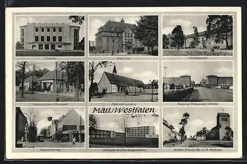 AK Marl i. Westf., Feierabendhaus, Amtsgericht, Theater, Brassert-Strasse