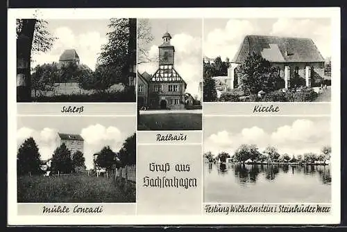 AK Sachsenhagen, Schloss, Rathaus, Kirche, Mühle Conradi, Festung Wilhelmstein