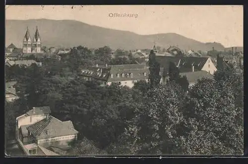 AK Offenburg, Teilansicht aus der Vogelschau