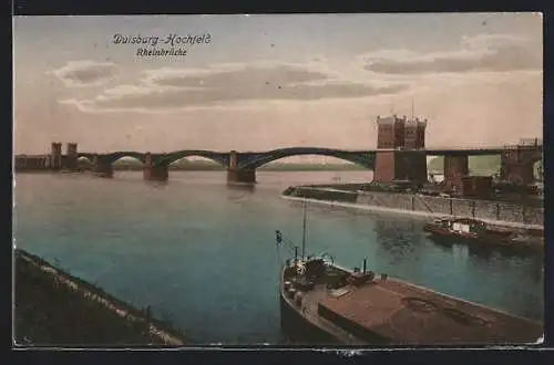 AK Duisburg-Hochfeld, Blick auf die Rheinbrücke