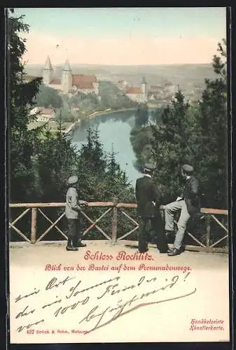 AK Rochlitz, Schloss, Blick von der Bastei auf dem Promenadenweg