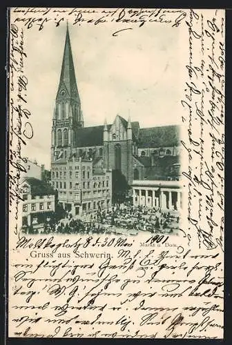 AK Schwerin / M., Markt u. Dom