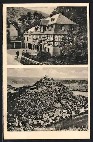 AK Braubach am Rhein, Gasthaus zum Felsenkeller, Totalansicht