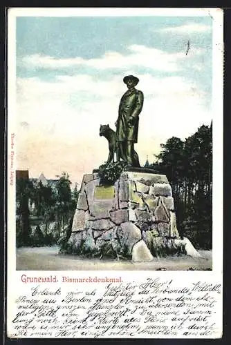 AK Berlin-Grunewald, Am Bismarckdenkmal