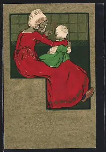 Künstler-AK M.Munk Nr.139: Mutter mit Kind auf dem Arm