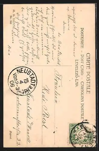 Künstler-AK M. Munk Nr. 262: Fräulein mit Lämmlein an der Leine