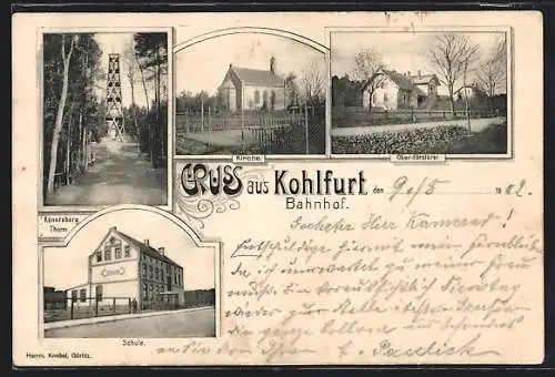 AK Kohlfurt, Schule, Ober-Försterei, Könnteberg-Thurm