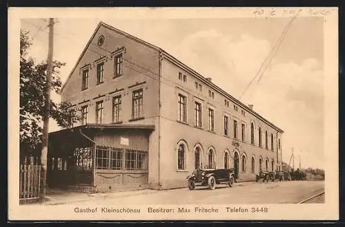 AK Kleinschönau, Blick auf den Gasthof v. Max Fritsche