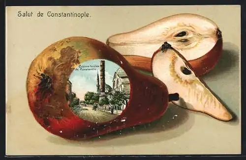Präge-AK Constantinople, Colonne brulee de Constantin, Ansicht auf Birne