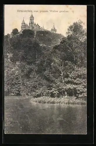 AK Braunfels, Schloss vom grossen Weiher gesehen