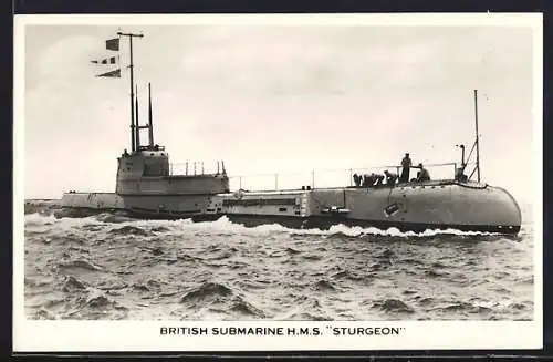AK Britisches U-Boot H.M.S. Sturgeon auf Feindfahrt