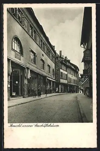 AK Helmstedt, Strassenpartie mit Geschäftshäusern
