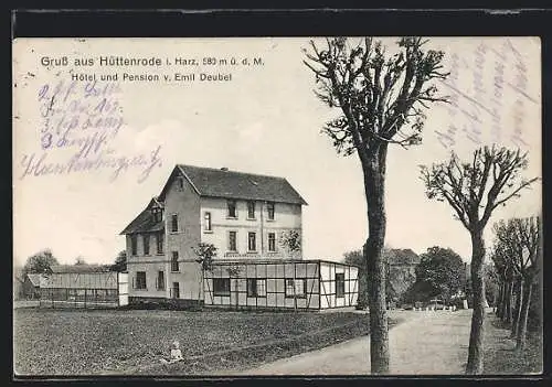 AK Hüttenrode i. Harz, Hotel und Pension v. Emil Deubel