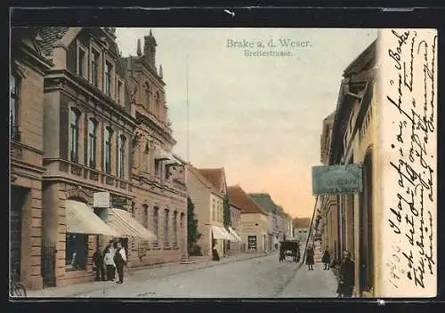 AK Brake a. d. Weser, Breitestrasse mit Geschäften