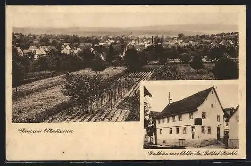 AK Ottenhausen /Württ., Gasthaus zum Adler G. Bürkle, Ortsansicht mit Feldern