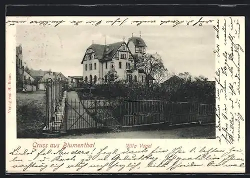 AK Blumenthal /Bremen, Villa Vogel mit Garten und Strasse