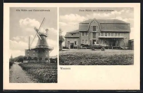 AK Wremen, Elektrizitätswerk, Alte Windmühle, Neue Mühle