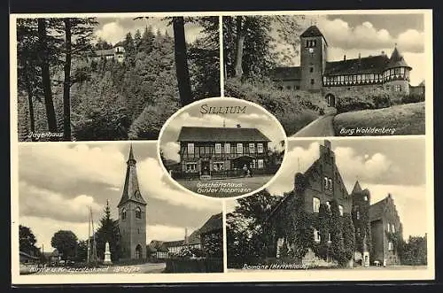 AK Sillium, Jägerhaus, Burg Wohldenberg, Kirche, Kriegerdenkmal