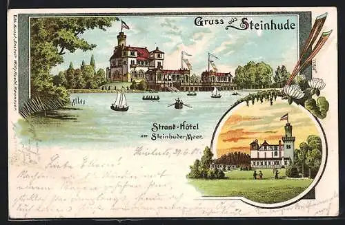 Lithographie Steinhude, Strand-Hotel am Steinhuder Meer