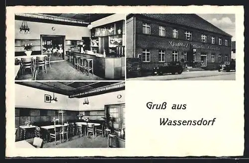 AK Wassensdorf, Gasthof Martin Schrader, Innenansichten