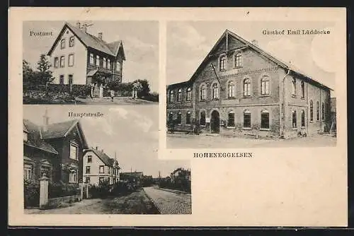 AK Hoheneggelsen, Gasthof Emil Lüddecke, Postamt, Hauptstrasse