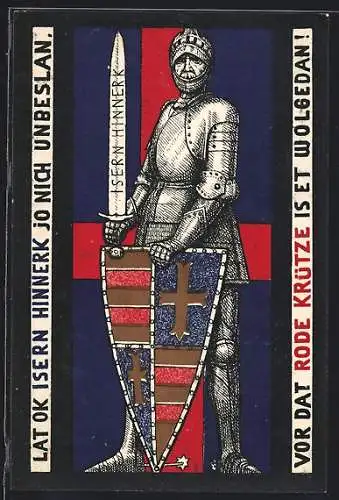 Künstler-AK Oldenburg /Gr., Nagelung, Isern Hinnerk mit Schild und Schwert