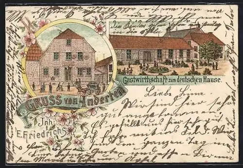 Lithographie Anderten, Gasthaus zum deutschen Hause