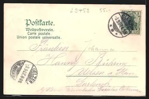 Lithographie Clenze, Apotheke, Molkerei, Panorama