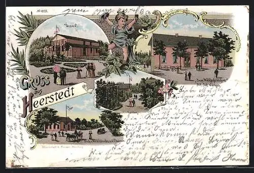 Lithographie Heerstedt, Gasthaus zum Waldschösschen, Tanzsaal