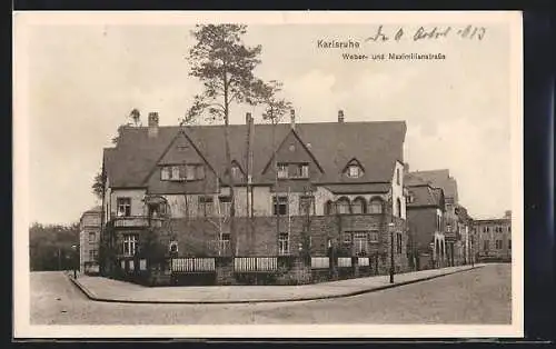 AK Karlsruhe, Ecke Weberstrasse und Maximilianstrasse