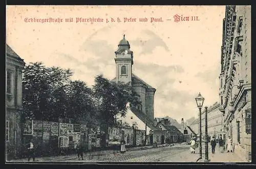 AK Wien, Erdbergerstrasse mit Pfarrkirche z. d. h. Peter und Paul