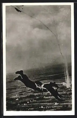 AK Fallschirmjäger im freien Fall nach Absprung