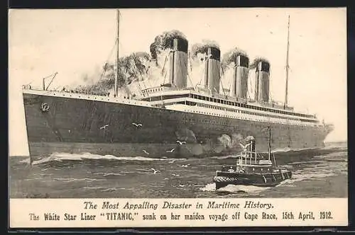 AK Passagierschiff Titanic der White Star Line, gesunken auf ihrer Jungfernfahrt am 15.04.1912
