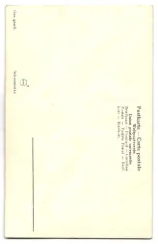 AK Hübsche dunkelhaarige Frau in besticktem Kleid mit Blumen