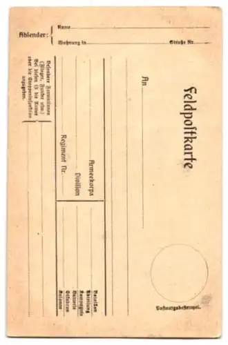 AK Aufgeklebter Feldgrauer in Uniform mit Gewehr