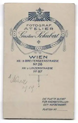 Fotografie Gustav Schubert, Wien, Breitenseerstr. 26, Junge Dame im Spitzenkleid