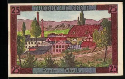 Notgeld Weddersleben 1921, 25 Pfennig, Die Papier-Fabrik