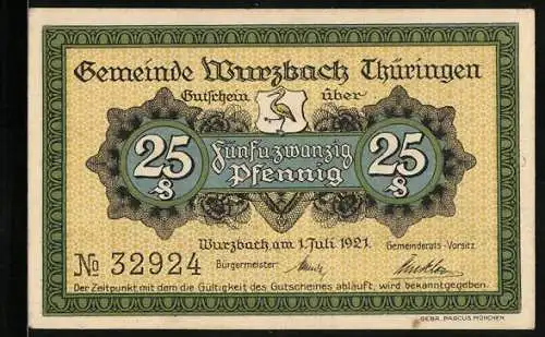 Notgeld Wurzbach 1921, 25 Pfennig, Eisenhüttenwerk Heinrichshütte