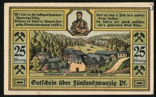 Notgeld Wurzbach 1921, 25 Pfennig, Eisenhüttenwerk Heinrichshütte