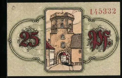 Notgeld Wunsiedel 1918, 25 Pfennig, Der Torturm