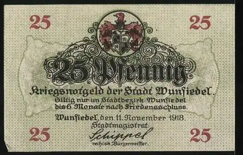 Notgeld Wunsiedel 1918, 25 Pfennig, Strassenpartie mit Blick zur Kirche