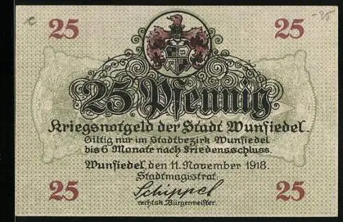 Notgeld Wunsiedel 1918, 25 Pfennig, Partie am Torturm