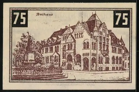 Notgeld Wunstorf, 75 Pfennig, Denkmal am Rathaus