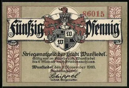 Notgeld Wunsiedel 1918, 50 Pfennig, Ruine der alten Kirche