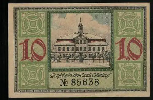 Notgeld Ohrdruf 1921, 10 Pfennig, Das Schloss im Schnee