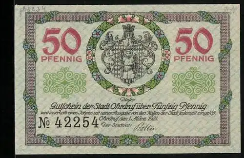 Notgeld Ohrdruf 1921, 50 Pfennig, Partie am Schloss