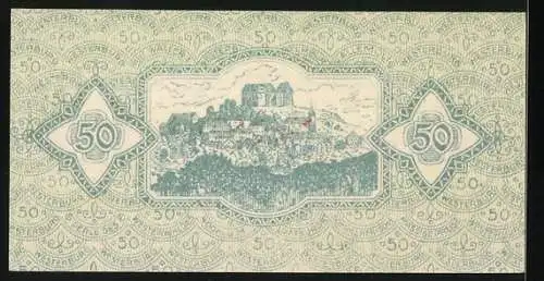 Notgeld Westerburg 1920, 50 Pfennig, Ortsansicht aus der Ferne