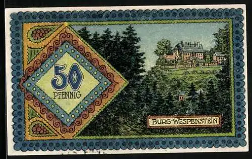 Notgeld Gräfenthal /Th. W. 1921, 50 Pfennig, Burg Westpenstein