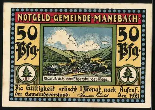 Notgeld Manebach 1921, 50 Pfennig, Mönch wird begraben